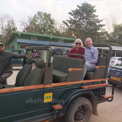 Guest exploring Pench Tiger Reserve during a private tiger safari in India