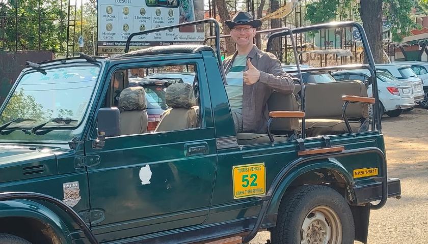 Our Guest Harmen Enjoying Jeep Safari at Kanha National Park with Alkof Holidays