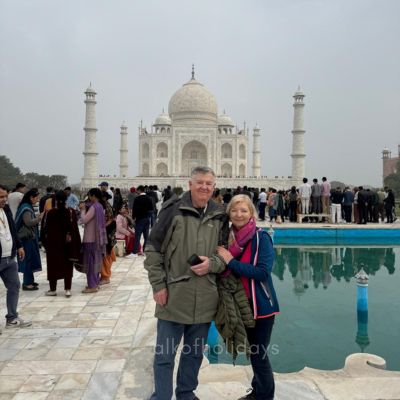 Guest from United States with Alkof Holidays representative at Kaziranga National Park